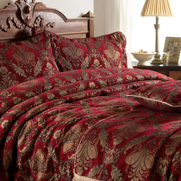 Nojatyynyn päällinen sänkyyn Jacquard chenille Burgundy 58 x 84 cm - Image 3