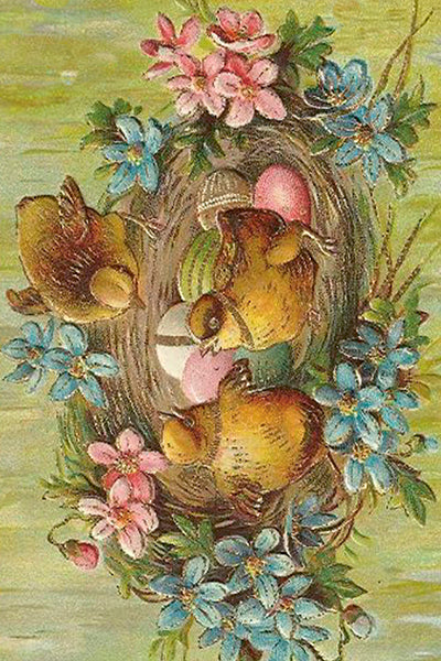 Postikortit peltirasiassa Pääsiäiskukat ja -eläimet - Vintage Easter 20 kpl - Image 6